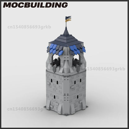 MOC Klocki do budowy średniowiecznego zamku, wieży, bramy, fortecy, kolekcja prezentów świątecznych DIY, klocki do samodzielnego montażu, zabawki dla dzieci
