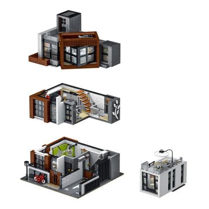 MOC-87366 Kreatywna nowoczesna willa modułowa architektura miejska klocki klocki model widok ulicy zestaw zabawka dla dzieci prezent