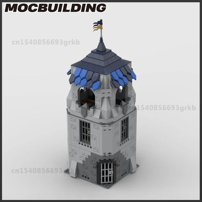 MOC Klocki do budowy średniowiecznego zamku, wieży, bramy, fortecy, kolekcja prezentów świątecznych DIY, klocki do samodzielnego montażu, zabawki dla dzieci