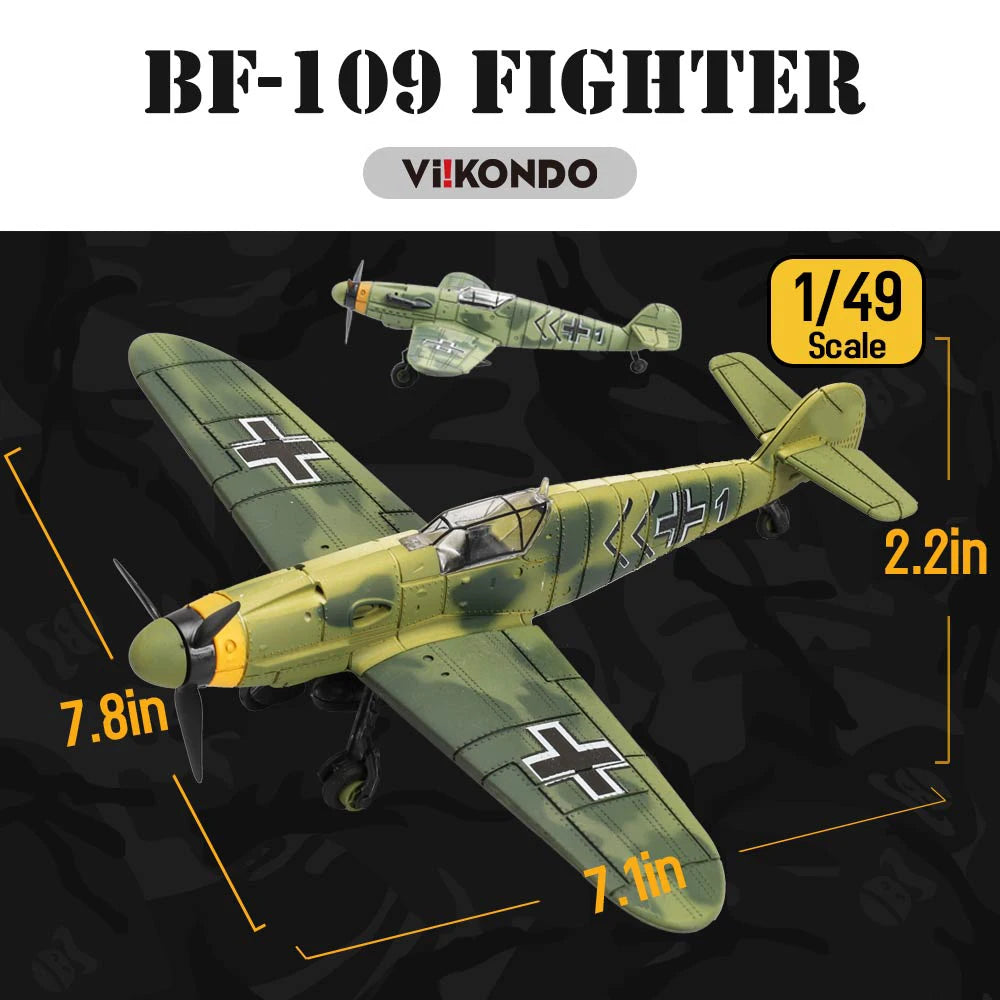 ViiKONDO Aircraft Toy Model Building Kit 1/49 WWII German BF109 Fighter Warplane DIY Assembly Fun Kid Airplane Gift Office Decor