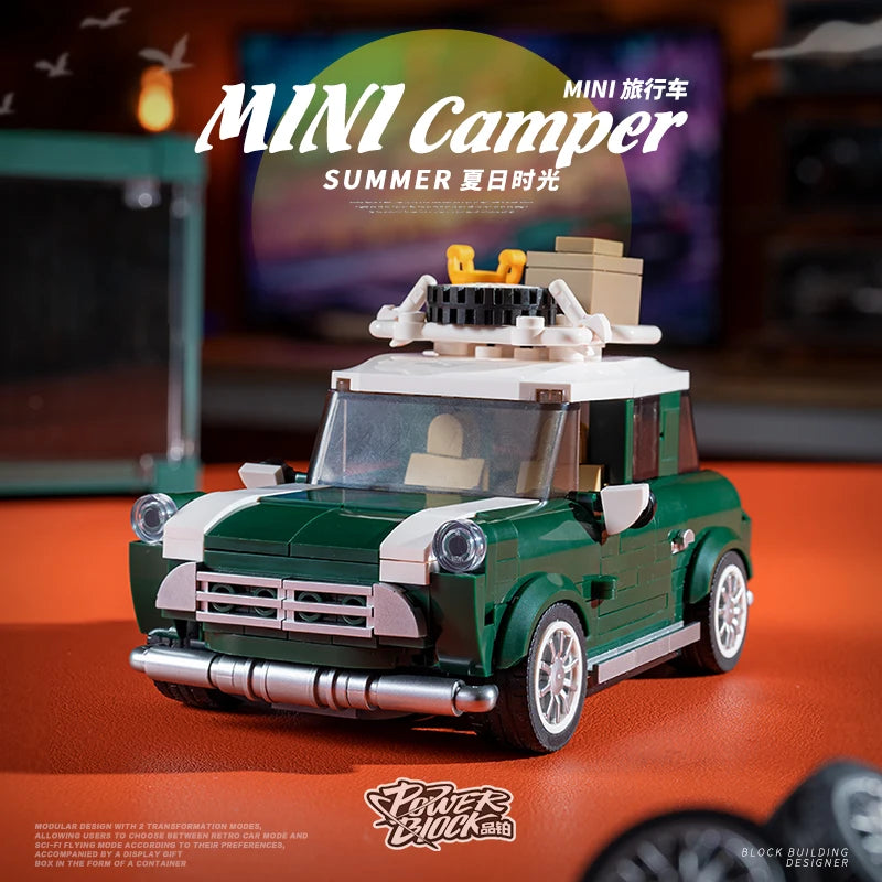 NEW Creative City Retro Car Building Blocks T1 Campervan Beetle Camper Car Bricks Mini Camper Model Toys Kids Christmas Gifts