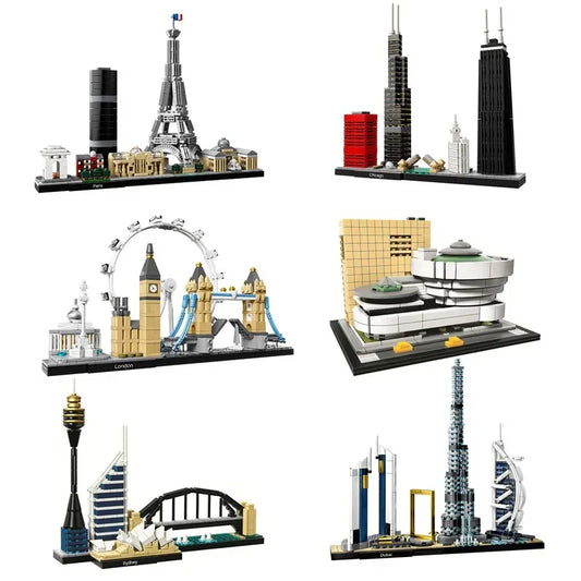 Architektura Paryż Dubaj Londyn Sydney Chicago Szanghaj Zestaw klocków Klasyczne miasto Model Zabawki dla dzieci Prezent