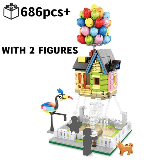 New Film Up City Expert Float Balloon Flying House Figure Building Blocks Bricks Street Scene Villa Model Assembly Toy Kid Gift