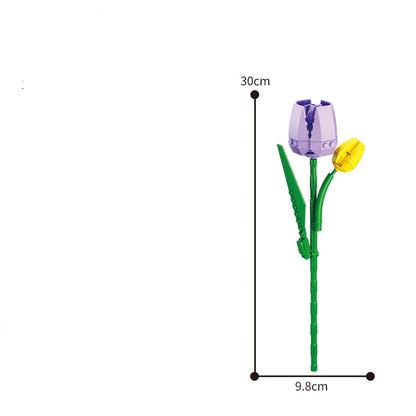 13 Styles Pretty Flower Building Blocks Rose Valentine's Lavender Peach Lily Of The Valley Tulip Bricks DIY Home Ornaments