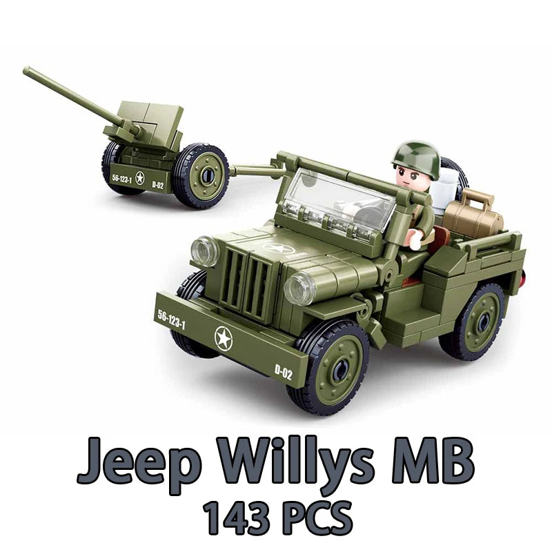 Military ww2 Cannon Assault Armored Vehicle Battle Tank Car Truck Army Weapon Building Blocks Sets Model King Kids Toys Gift