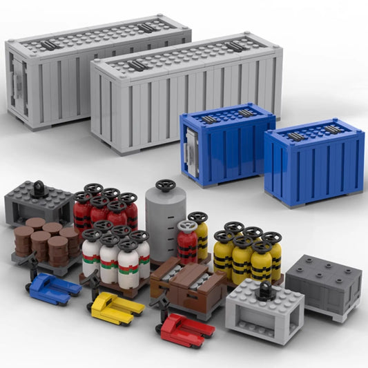 City Construction Building Blocks Set with Truck Crane Forklift Fuel Tank Transport Toy