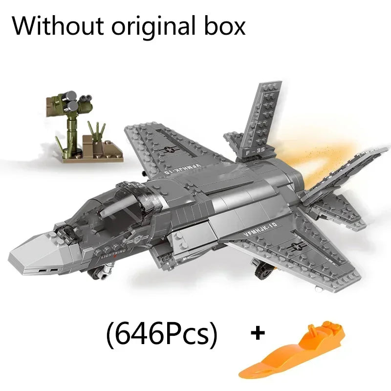 High Quality Military The A10 F35 Fighter Building Blocks DIY WW2 Plane Brick Toys Gifts For Children