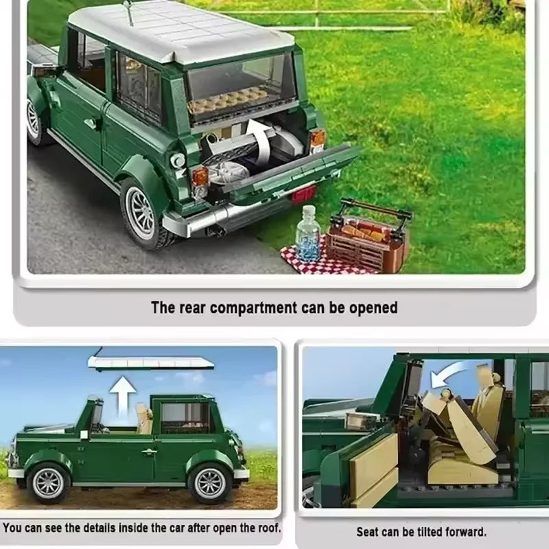 1077PCS Cooper Cars Model Classic Technical Building Blocks Sets Compatible With 10242 Educational Toys Birthday Christmas Gifts