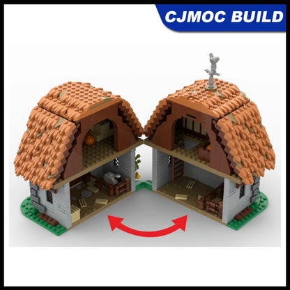 1723pcs MOC Mill Village Raid Architecture Bricks Model Medieval Village House Windmill Building Block Assembly Toys MOC-186596