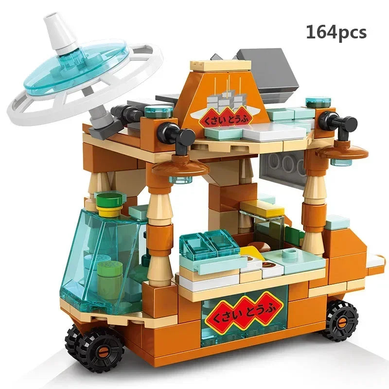 Zestawy 2025 Mini Shop Market Street View Model Building Blocks Hamburger Restaurant Retail Store Kreatywna architektura Przyjaciel