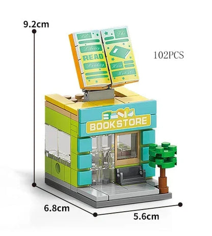 Zestawy 2025 Mini Shop Market Street View Model Building Blocks Hamburger Restaurant Retail Store Kreatywna architektura Przyjaciel
