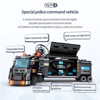 1000+PCS City Police Station Car Headquarters Building Blocks Truck SWAT Figure WW2 Military Bricks Toys for Children Kids - CADA BRICKS®