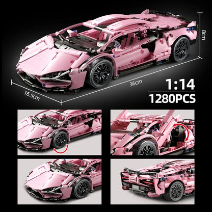 Techniczne superszybkie zielone Lamborghini, modele samochodów sportowych, klocki konstrukcyjne, słynne pojazdy, zabawki dla dzieci na prezent dla dorosłych
