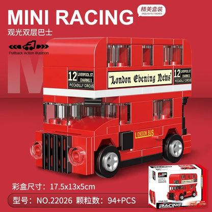 DIY Samochód wyścigowy Autobus Pojazd inżynieryjny Karetka Model z napędem pull-back Klocki Klocki Zabawki dla dzieci Chłopcy Kompatybilne z Lego