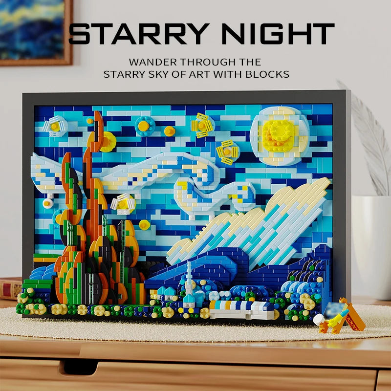 1731pcs 3D Oil Painting Building Blocks, Famous Art DIY Photo Frame for Home Decorations Adult & Kids Assembled Toys Gift