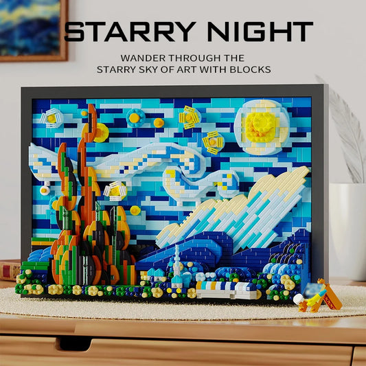 1731pcs 3D Oil Painting Building Blocks, Famous Art DIY Photo Frame for Home Decorations Adult & Kids Assembled Toys Gift