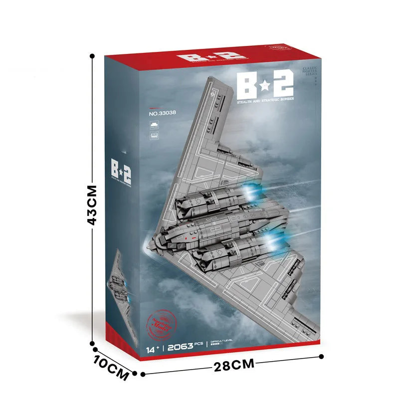 Military Technical B2 Ghost Stealth Ghost Bomber Fighter Building Blocks World War WW2 Specia Missile Model Bricks Kid Toys Boys