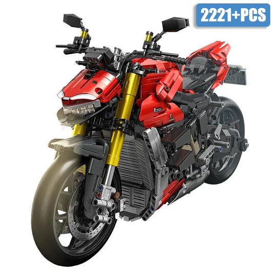 Techniczne MOC 2221 szt. V4 SP Motocykl Miejski Samochody Sportowe Model Klocki DIY Montaż Motocykli Klocki Zabawki Dla Dzieci Chłopców