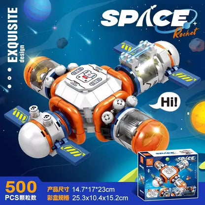 Space City Building Blocks with Space Station & Manned Rocket Model Astronaut Toys for Kids Boys Girls Christmas Gifts