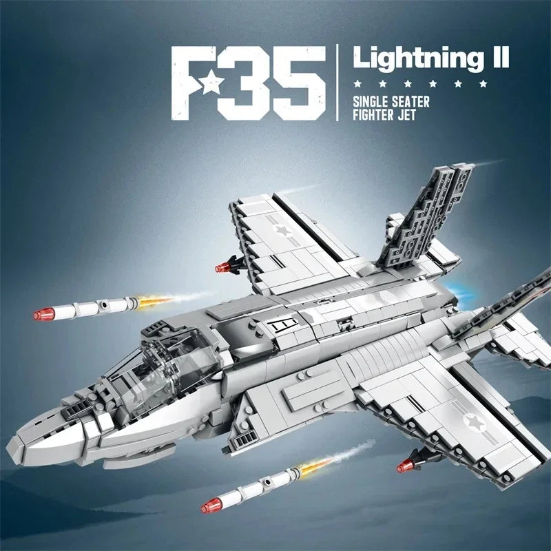 Aircraft Series F22 Fighter Building Blocks Model Famous WWII Military Airplanes MOC Bricks Sets Boys Toys Gifts For Childrens - CADA BRICKS®