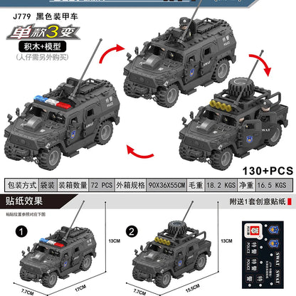 2024 Military Armoured Off-Road Vehicle Humvee Jeep H1 2 Modes Army Car Building Blocks Bricks WW2 Model Moc Toys Boys Kids Gift