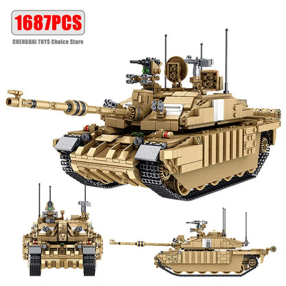 WW2 Military Leopard 2A4 Battle Tank Series Building Blocks Brick Model MOC Army Weapon Boy Set Kid Toy Childrens Christmas Gift