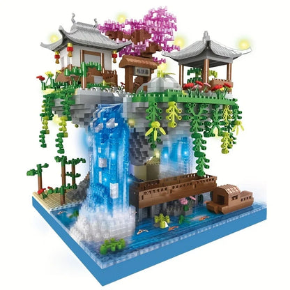 Chinese ancient style architectural creative ornaments, ancient style building blocks, handmade, difficult assembly huts, educa