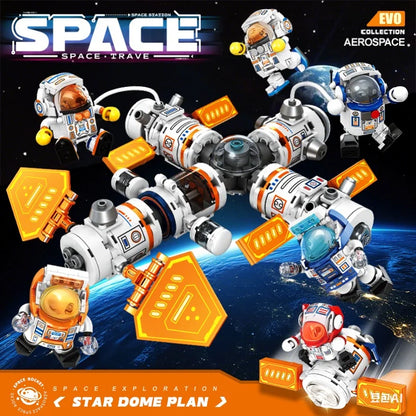 Astronaut Space Station Building Blocks Set with Manned Rocket Model STEM Educational Toys for Kids Christmas Birthday Gift