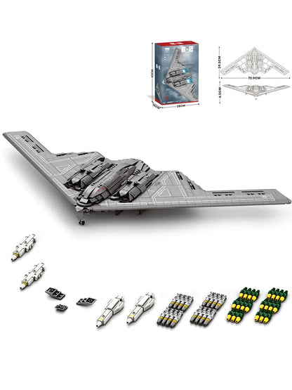 Military Technical B2 Ghost Stealth Ghost Bomber Fighter Building Blocks World War WW2 Specia Missile Model Bricks Kid Toys Boys