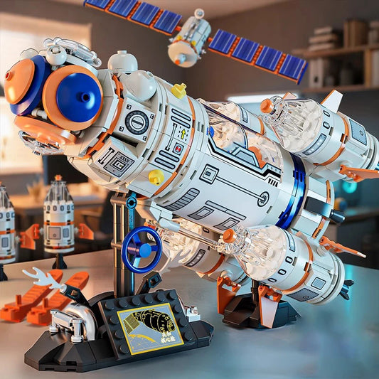 Space Station Building Blocks Manned Rocket Astronaut Spacecraft Model STEM Toys for Kids Boys Girls Christmas Gift