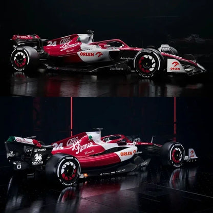 Skala 1:43 2022 Alfa Romeo F1 Team ORLEN C42 Techniczny samochód wyścigowy Klocki konstrukcyjne Model pojazdu Formuły 1 Klocki konstrukcyjne Zabawki na prezenty