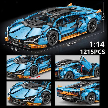 Techniczne superszybkie zielone Lamborghini, modele samochodów sportowych, klocki konstrukcyjne, słynne pojazdy, zabawki dla dzieci na prezent dla dorosłych