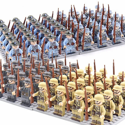 24pcs WW2 Military Army Soldier Soviet US UK German France Building Blocks Set Model Bricks Action Figures Weapon Toys Kids Gift - CADA BRICKS®