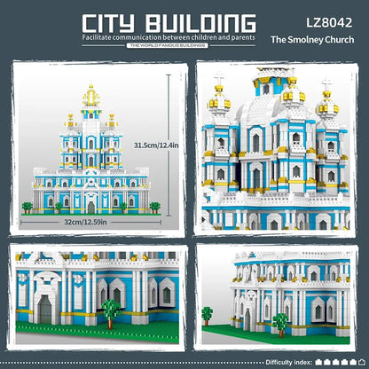 3737 szt. Model kościoła Smolny, klocki budowlane, światowej sławy atrakcje, architektoniczny widok ulicy, klocki dla dzieci, zabawki DIY, prezent świąteczny