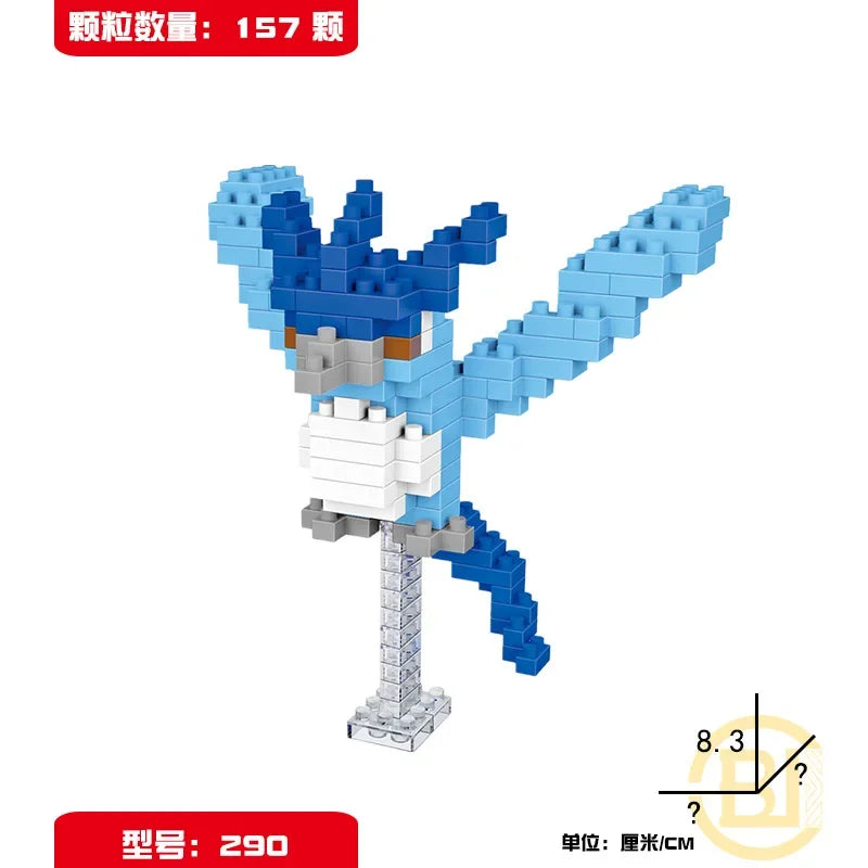 DIY Pokemon Blocks Small Cartoon Mini Building Block Pikachu Charizard Eevee Mewtwo Anime Assemble Action Model Dolls Toys