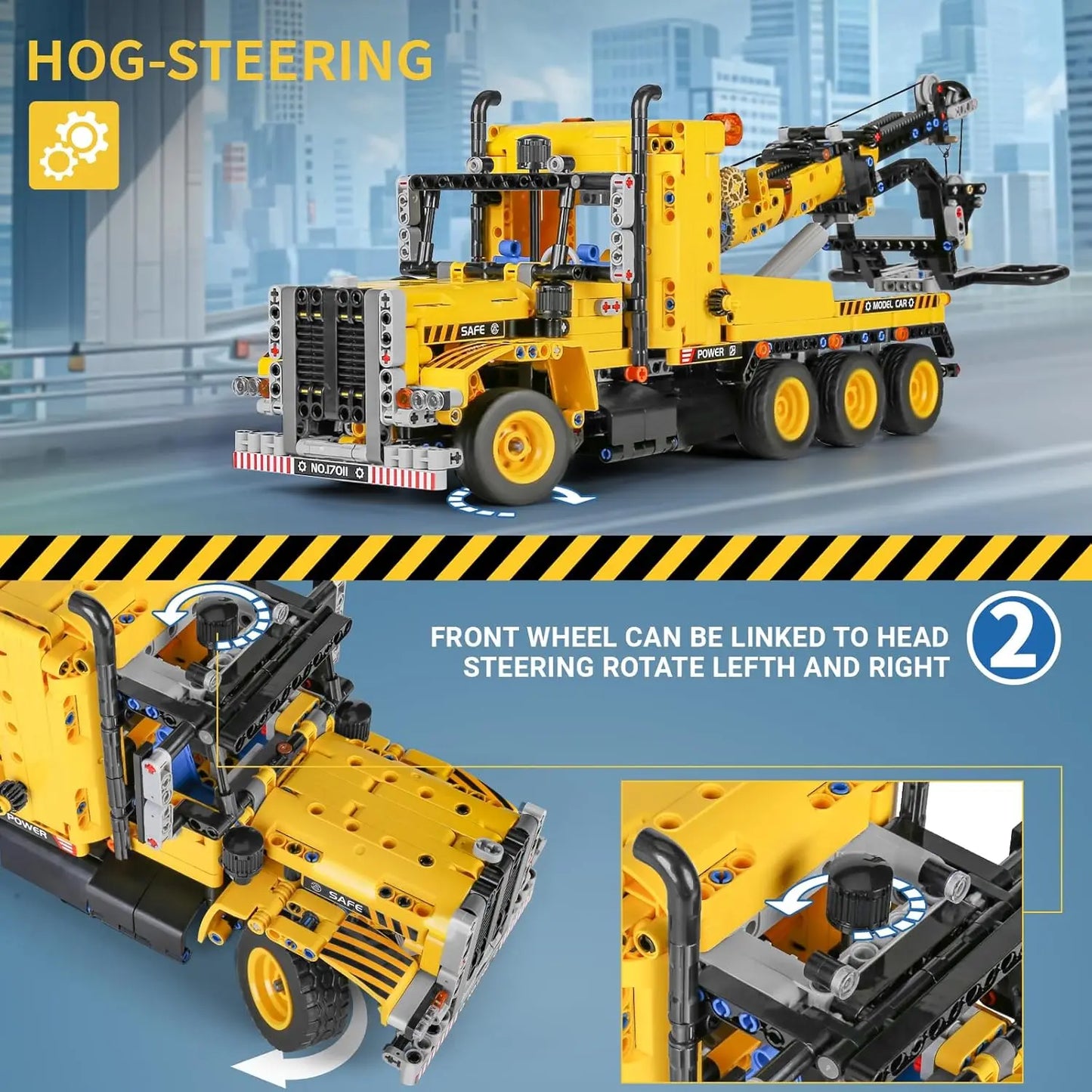 MOULD KING 17011 Technical MOC-43434 Tow Truck Building Blocks City Engeineering Trailer Crane Car Toys Christmas Gifts