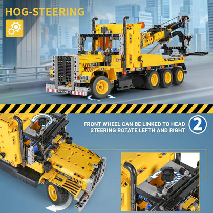 MOULD KING 17011 Technical MOC-43434 Tow Truck Building Blocks City Engeineering Trailer Crane Car Toys Christmas Gifts