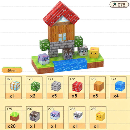 Magnetic Building Block Magnet Cube Mine World Set for Boy Girl Kid Age 3+ DIY Model Children STEM Sensory Toy Christmas Gift - CADA BRICKS®
