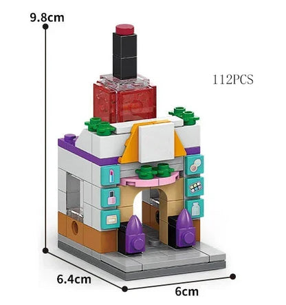 Zestawy 2025 Mini Shop Market Street View Model Building Blocks Hamburger Restaurant Retail Store Kreatywna architektura Przyjaciel