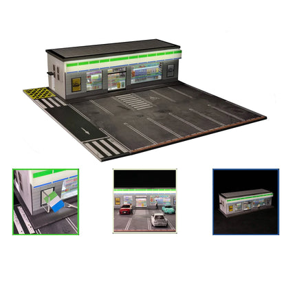 GFans NEW Model 1:64 Scale Diorama Car Garage Model With LED Lights Parking Lots City DIY Model Sets Collection Display Gifts