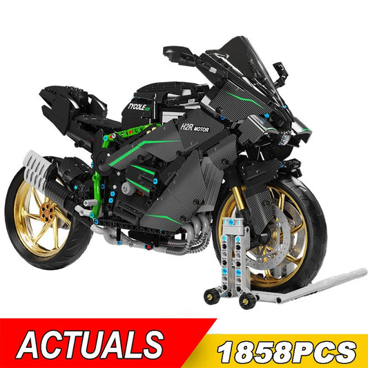 Techniczny model samochodu miejskiego H2R 1:5, klocki konstrukcyjne MOC, wyścigi motocyklowe, pojazdy, klocki, zabawki dla dzieci, prezenty dla dzieci
