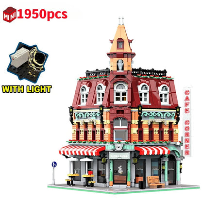 MINI Bricks European Market Street Café Villa Store House Building Blocks City Street View Scene Model Assemble Toy Kid Gifts