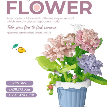 Building block flower simulation bouquet small particle assembly puzzle toy children's handmade DIY potted tabletop ornament