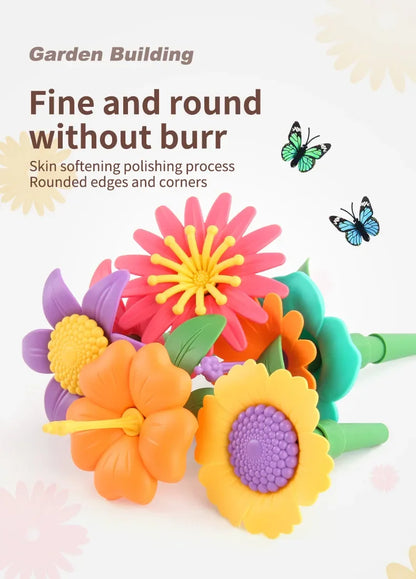 Building Blocks Flower Bouquet Girls Diy Garden Constructor Brick Playset Plant Growing Floral Assembly Educational Stacking Toy