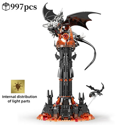 Pierścienie filmowe Moc-Lord Model The Fell Beast Magiczna wieża Klocki Forteca Zamek Kreatywne klocki do złożenia Zabawki Prezent dla Ki