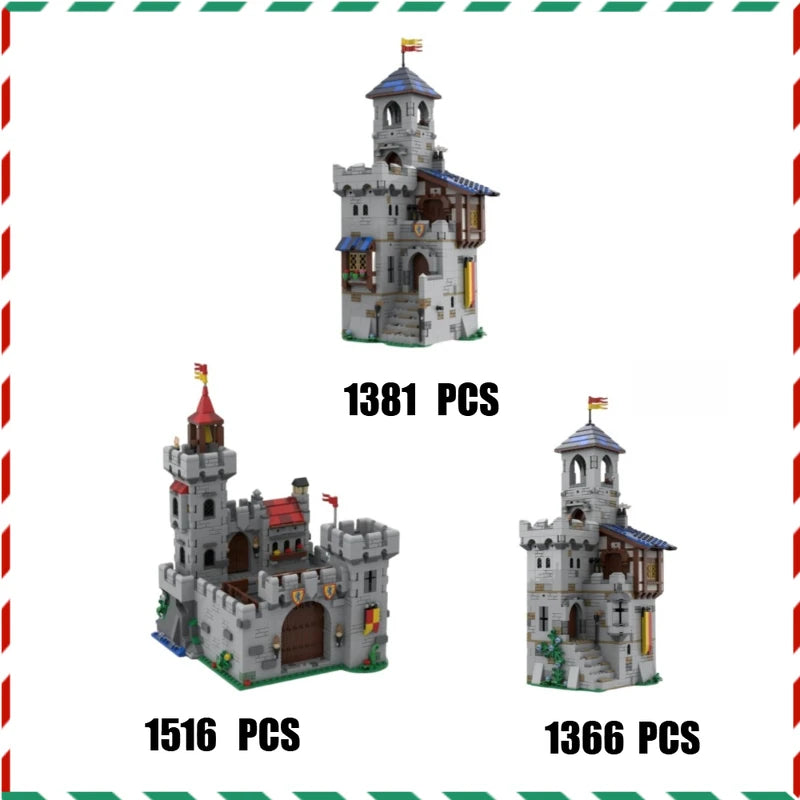 MOC Castle Keep Building Blocks Modułowa średniowieczna wieża fortecy Kompatybilne klocki Kreatywny zamek DIY Zabawka prezent dla chłopców Dzieci