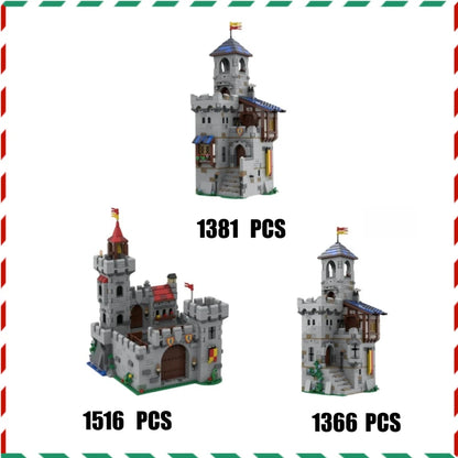 MOC Castle Keep Building Blocks Modułowa średniowieczna wieża fortecy Kompatybilne klocki Kreatywny zamek DIY Zabawka prezent dla chłopców Dzieci