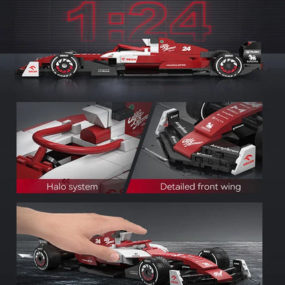 1:24 Alfa Romeo Formuły 1 Samochód wyścigowy F1 Samochód wyścigowy C42 Model samochodu sportowego Klocki Klocki miejskie Samochód wyścigowy Zabawki Prezent dla dziecka