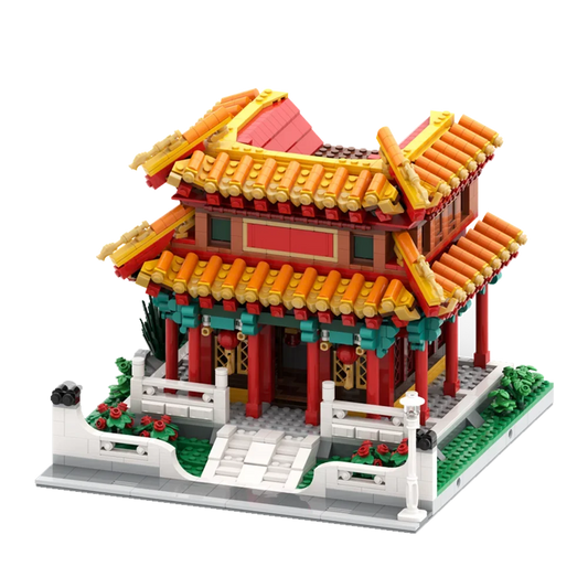 Gobricks MOC City Chinese Famous Architecture Chinese Temple Model Building Blocks set Vintage Temple Tower DIY Bricks Kids Toy