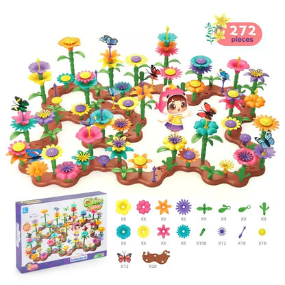 Building Blocks Flower Bouquet Girls Diy Garden Constructor Brick Playset Plant Growing Floral Assembly Educational Stacking Toy